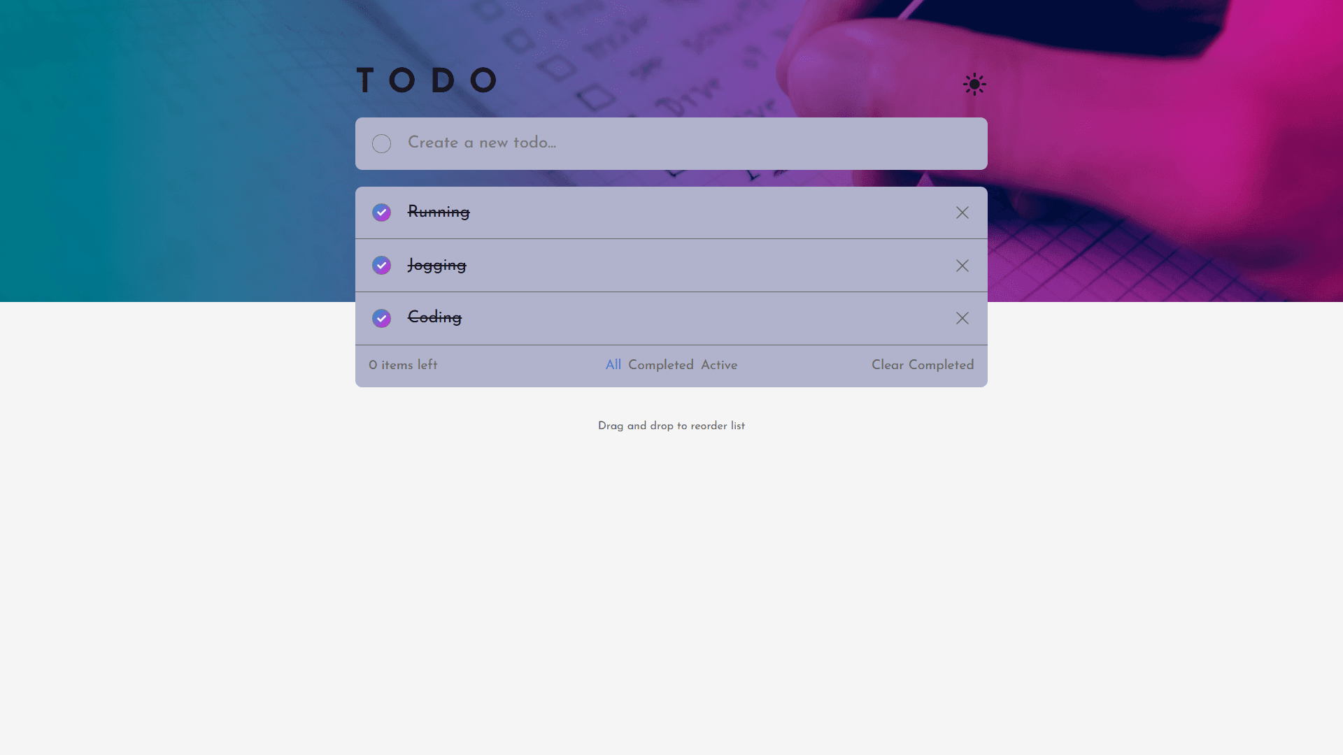The feature image for the project Todo List.