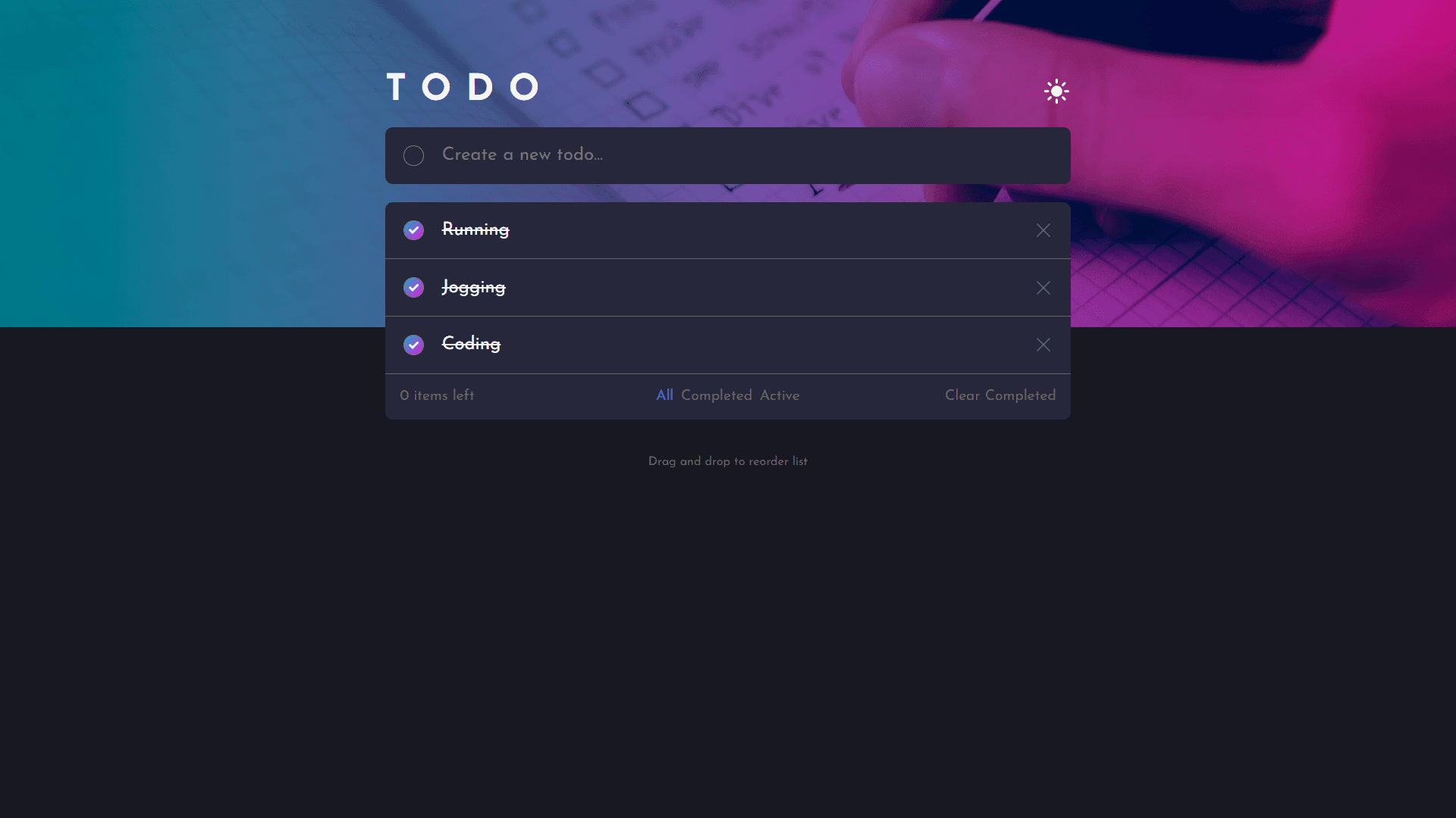 The feature image for the project Todo List.