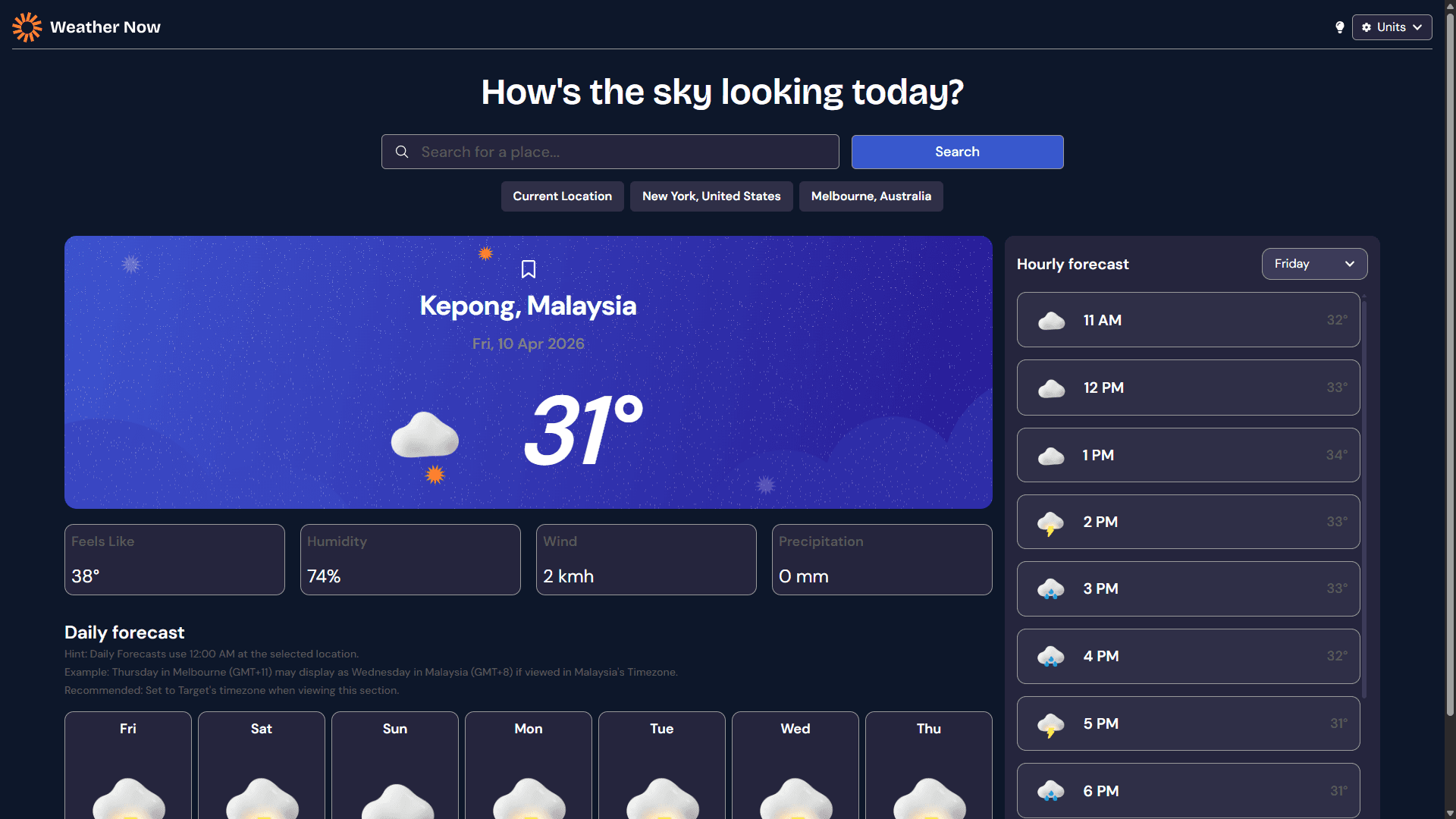 The feature image for the project Weather Now.