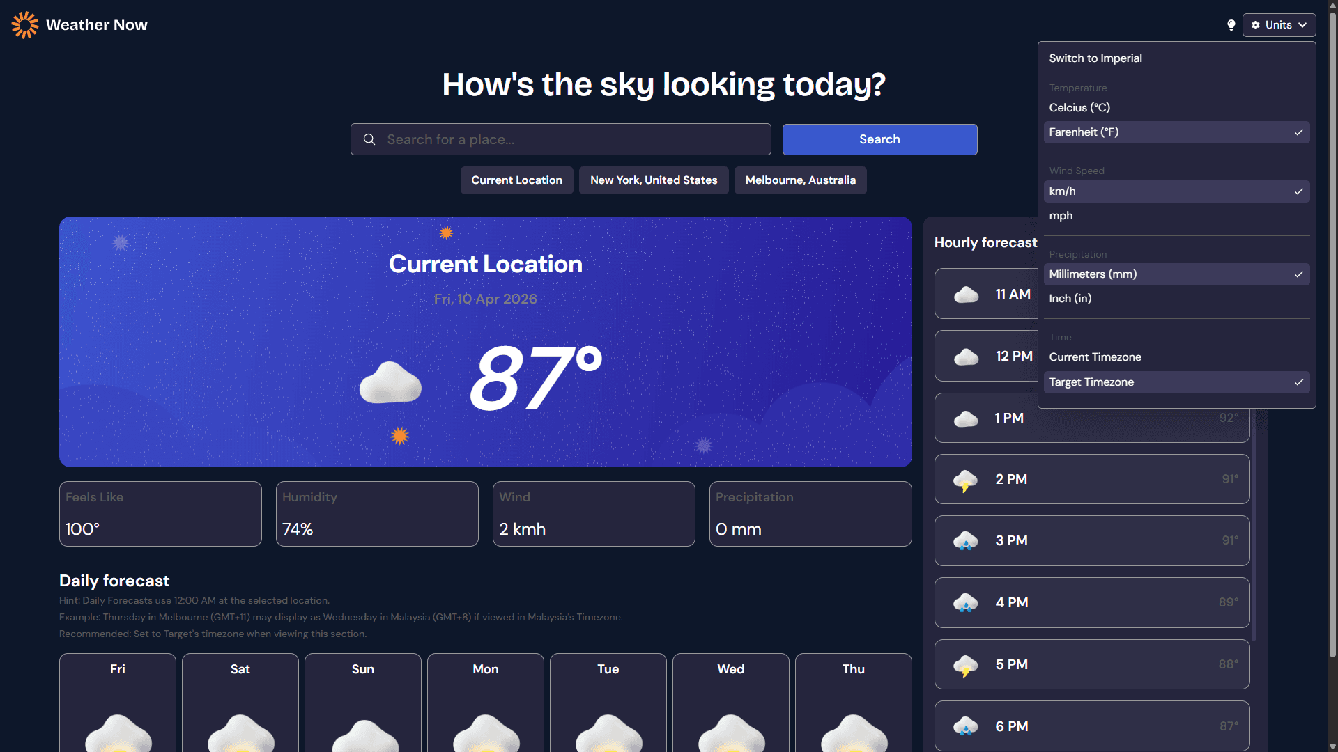 The feature image for the project Weather Now.