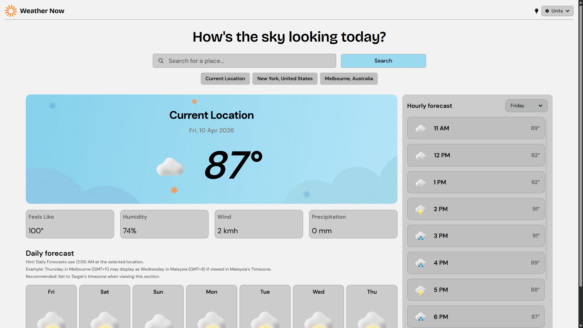 The feature image for the project Weather Now.