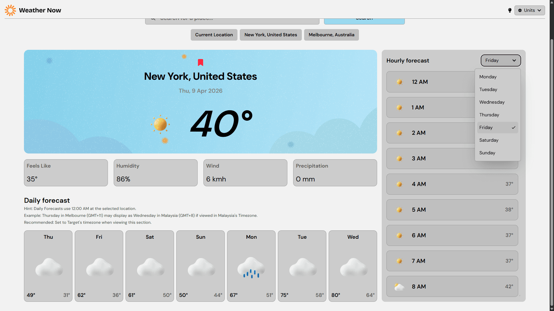 The feature image for the project Weather Now.